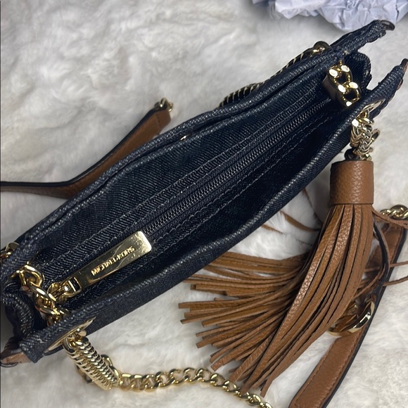 Michael Kors Denim and Tan leather Chain Shoulder/Crossbody Bag - Picture 11 of 16